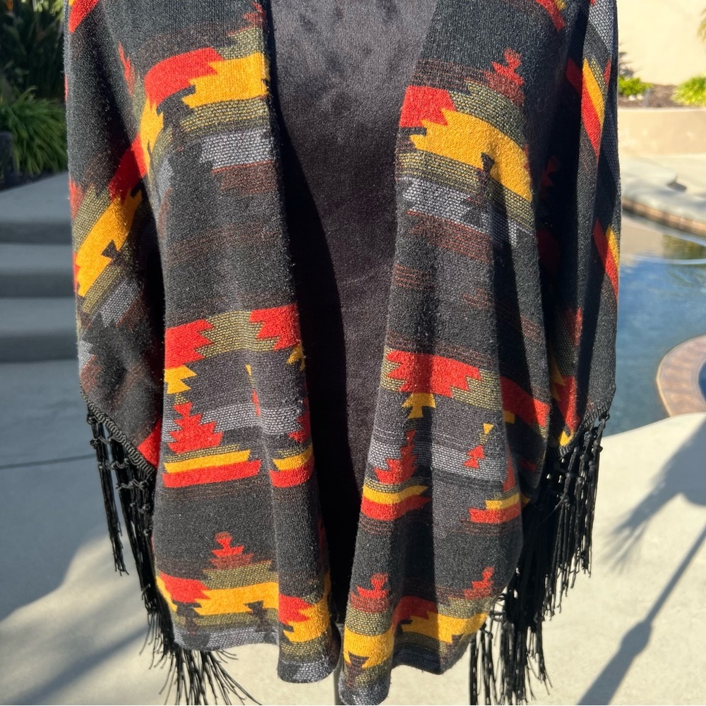 Wrangler Southwestern Fringe Cardigan Kimono Open Front Aztec Print Boho S/M - Picture 8 of 15
